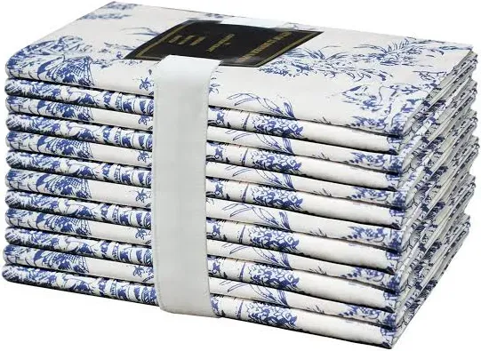 Cloth Napkins  Set of 12100% Cotton 18X18 Navy  Country French Toile