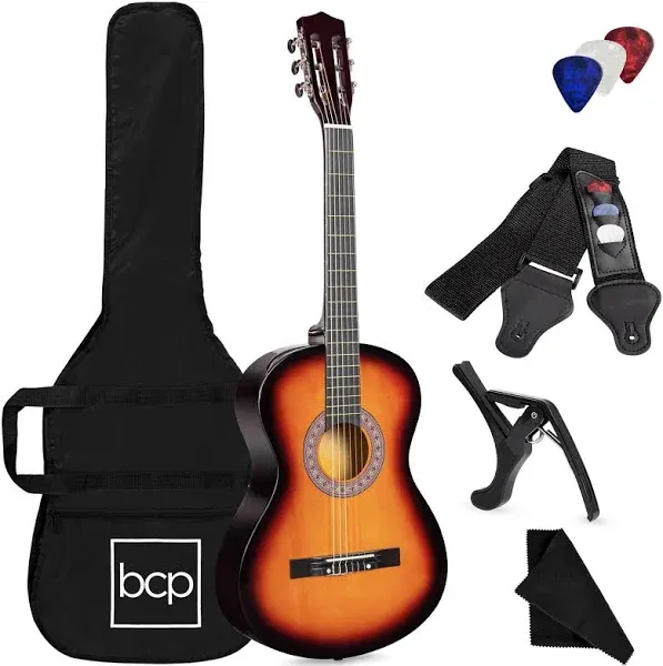 Best Choice Products 38in Beginner All Wood Acoustic Guitar Starter Kit w/Gig Bag