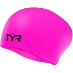 TYR Long Hair Wrinkle Free Silicone Swim Cap, Pink