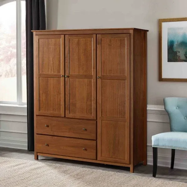 BRAND NEW 3-Door Wardrobe, Solid Wood with a Walnut Finish (UNOPENED BOX) 