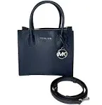 Michael Kors Women's Mercer Medium Pebbled Leather Crossbody Bag - Blue - Shoulder Bags