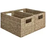 StorageWorks Medium Water Hyacinth Storage Baskets with Handles (2-Pack)