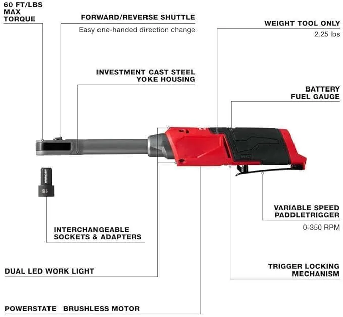 M12 FUEL INSIDER 12V Lithium-Ion Brushless Cordless 1/4 in. - 3/8 in. Extended R