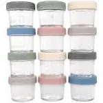 WeeSprout Glass Baby Food Storage Jars w/ Lids - 4oz, 12 Pack Set