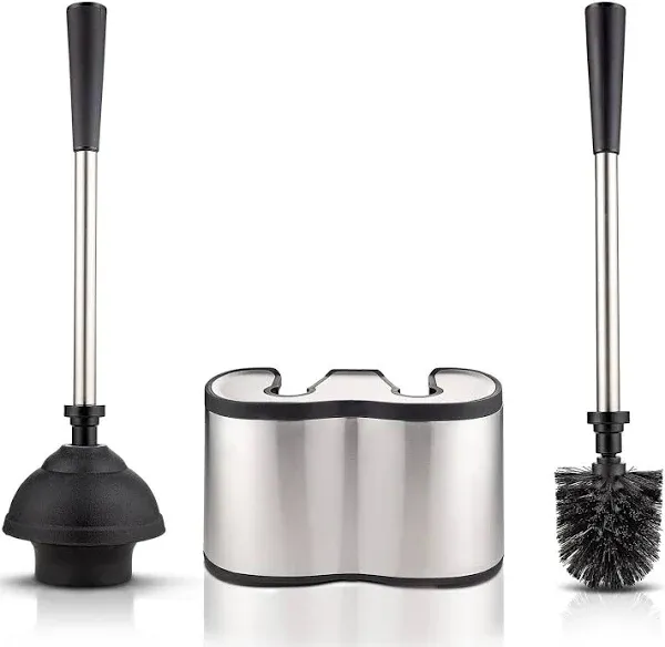 ToiletTree Products Modern Deluxe Freestanding Toilet Brush and Plunger Combo