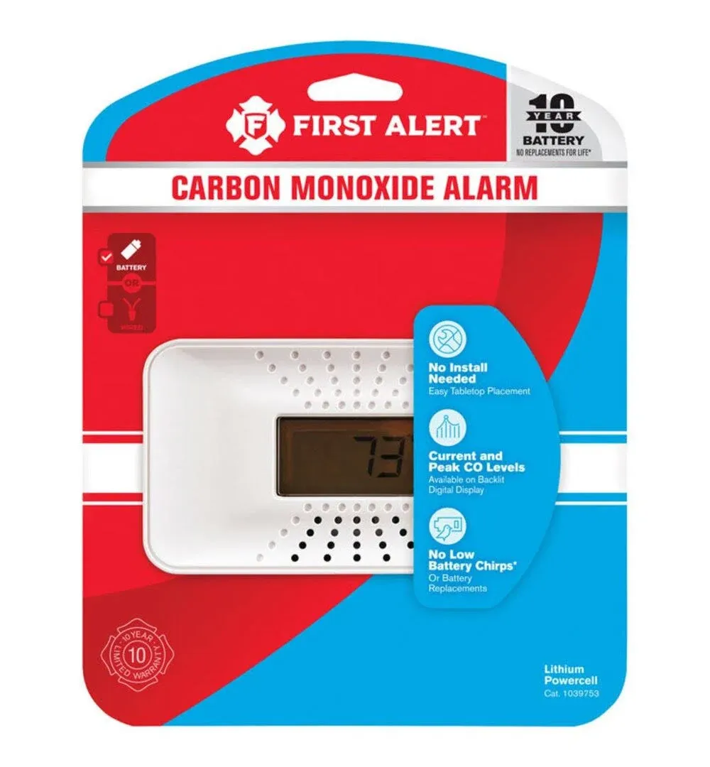 First Alert Carbon Monoxide Alarm with Temperature Digital Display