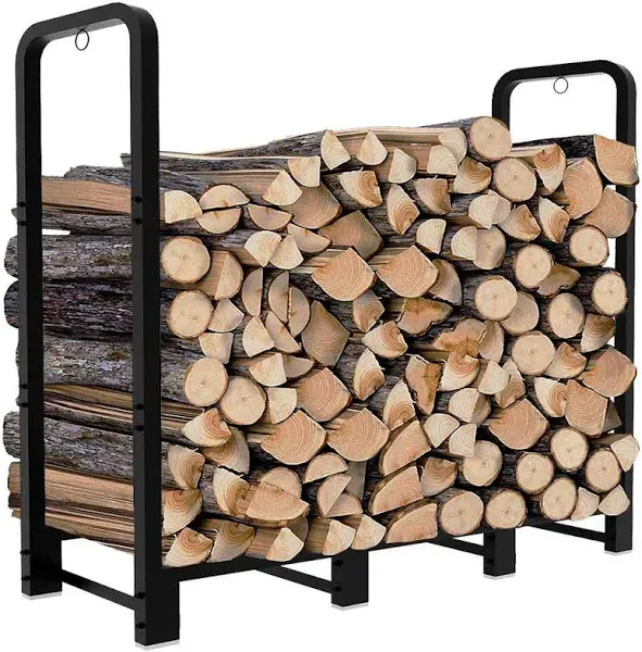 Easy Assembly 4ft Firewood Log Holder - Heavy Duty Rack for Firewood Stacking