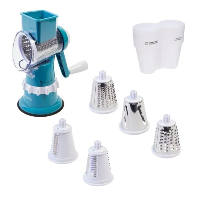 Kitchen HQ Speed Grater &amp; Slicer with Suction Base &amp; Drum Holder - Teal