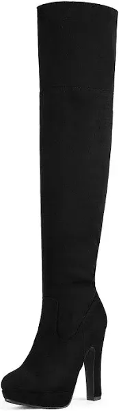 DREAM PAIRS Women's Thigh High Block Heel Over The Knee Boots