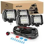 Nilight Zh416 4inch 60W Triple Row Flood Spot Combo 6000lm LED Pods Light