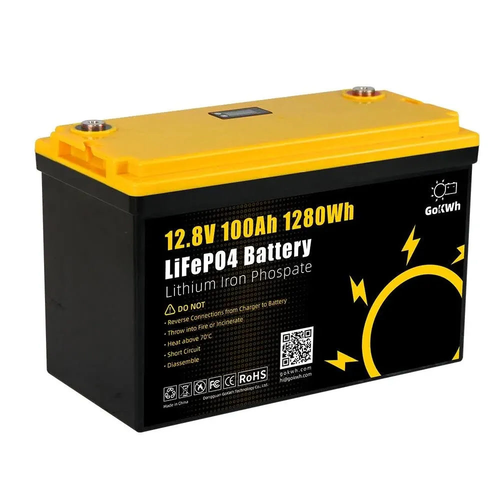 Gokwh Batterie Gokwh Solar lithium-ion LiFePO4 12V 100Ah avec boîte de stockage d'énergie BT+SOC pour RV,Bateau et stockage d'énergie à domicile