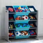 Delta Children Kids Toy Storage Organizer with 12 Plastic Bins Grey/Blue