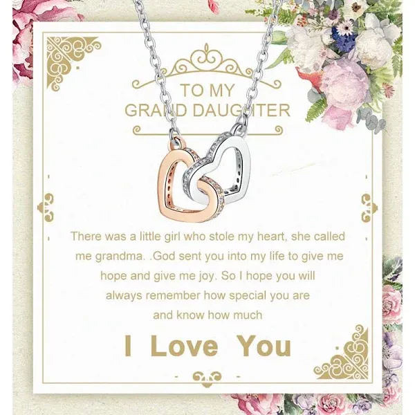 Alittlecare Granddaughter Necklace From Grandmom Interlocking Heart Necklace Filled With My Love