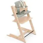 Tripp Trapp High Chair and Cushion with Stokke Tray -- Natural / Glacier Green