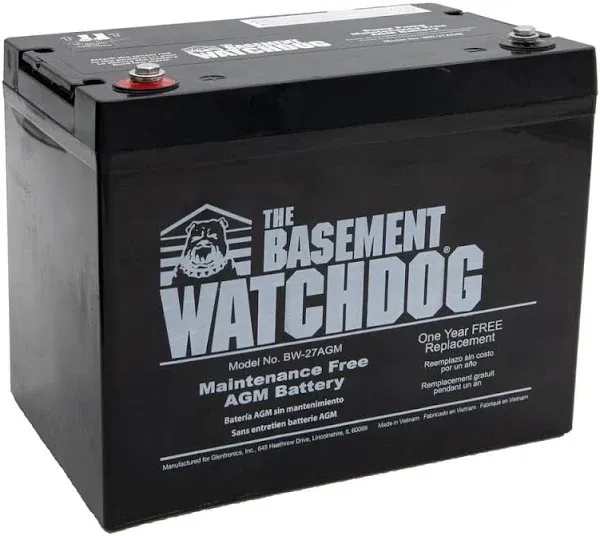 Basement Watchdog Maintenance Free Standby Battery Thermoplastic Battery Cables