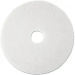 3M Super Polish Floor Pad 4100, 17", White, 5/Carton