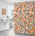 Decorative Peach Shower Curtain Waterproof Polyester Fabric, Home Bathroom Decor Hanging Curtain with Hooks 72 by 72 Inch, Hotel Quality, Machine Washable