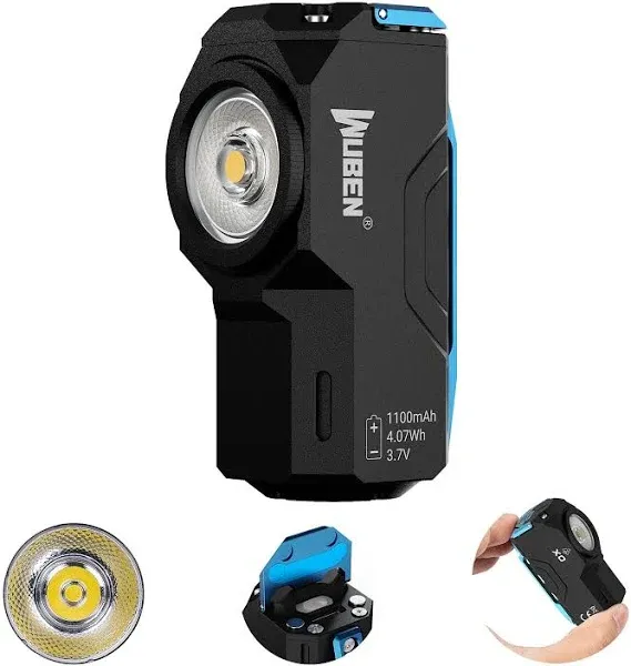 WUBEN X0 Rechargeable Mini Flashlight with Magnet, 900 Lumens Pocket EDC Flashlights, 175° Floodlight Right Angle Flashlight, Super Bright Small LED Flashlights for Camping, Inspection, Repair