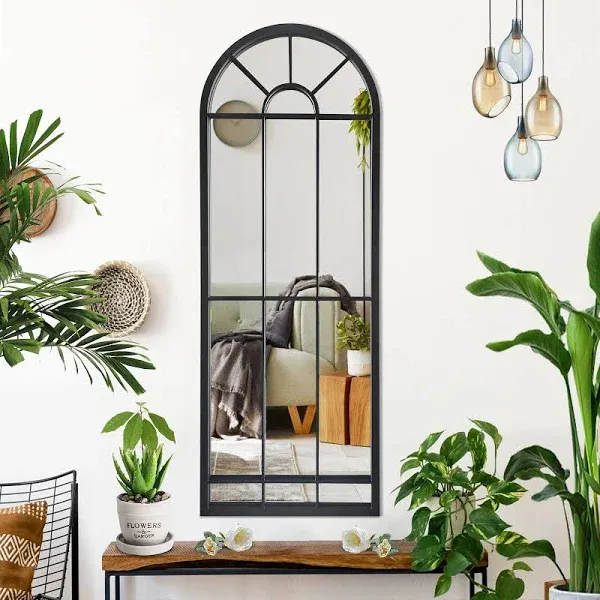 Wall Mirror Window Decorative Mirrors Arched 47.24” x17.32” x0.9” Black