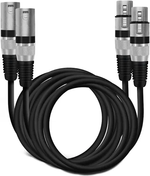 XLR to XLR Microphone Cable (1 Feet, 2 Pack) XLR Male to Female Mic Cable 3-P...