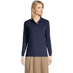 Lands' End Women's School Uniform Tall Long Sleeve Interlock Polo Shirt - Classic Navy