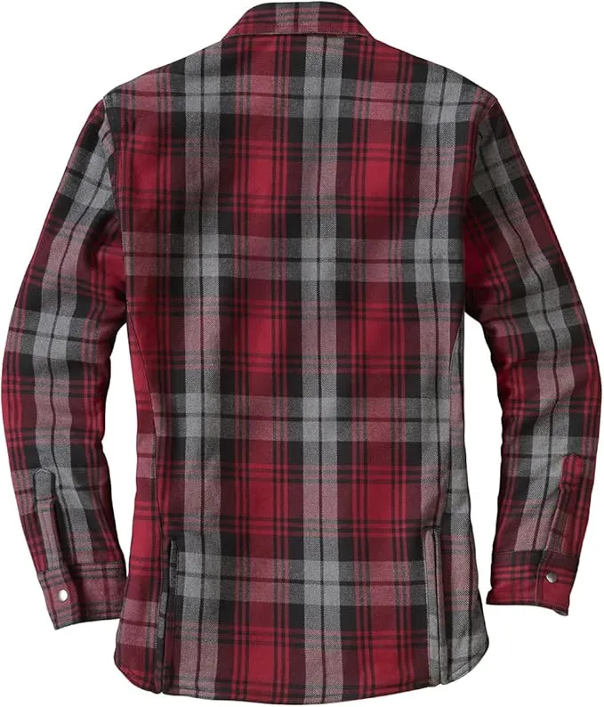 ScorpionEXO Covert Women's Motorcycle Flannel Riding Shirt with Pockets for Optional CE Rated Armor (Red/Grey - Large)