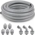 Elecoman 1/2Inch 100ft Liquid-Tight Conduit and Connector Kit,Flexible Non Metallic Liquid Tight Electrical Conduit Kit with 5 Straight and 3 90