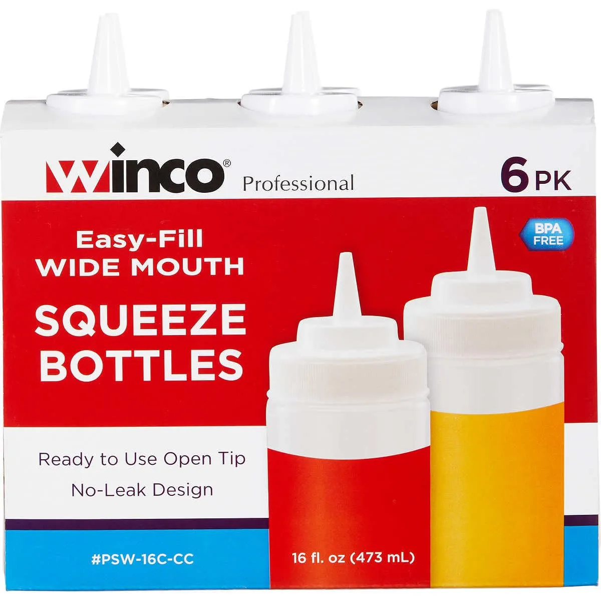 Winco PSW-16 Wide-Mouth Squeeze Bottle