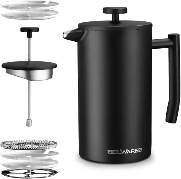 Belwares Stainless Steel French Coffee Press, With Double