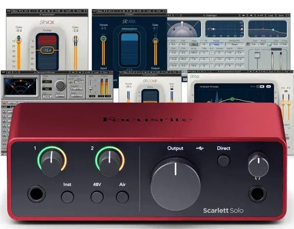 AudioDeluxe Focusrite Scarlett Solo (4th Gen) USB Audio Interface and Waves musicians 2 Bundle