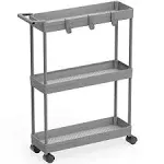 Simple Houseware Kitchen Cart Storage 3-Tier Slim/Super Narrow Shelves with Handle, 26.5'' Height/5.5'' Width for Narrow Place, Grey