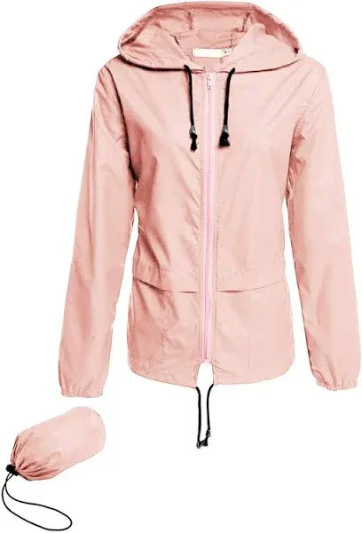 Avoogue Raincoat Women Lightweight Waterproof Rain Jackets Packable Outdoor Hooded Windbreaker