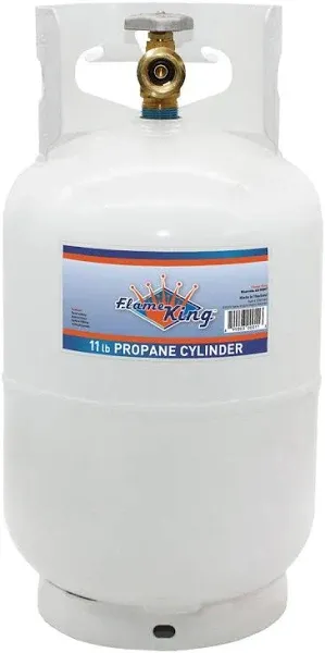 Flame King 10LB Steel Propane Tank Cylinder with Type 1 Overflow Protection Device Valve, Great for Camping, Fire Pits, Heaters, Grills, Overlanding, White