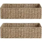 Toilet Paper Basket, Seagrass Wicker Storage Basket for Toilet Tank Topper for Bathroom 2 Pack