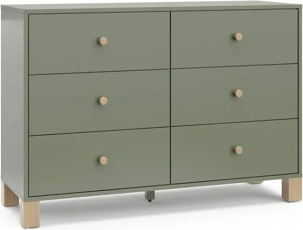 Storkcraft California 6-Drawer Double Dresser (Olive with Driftwood)