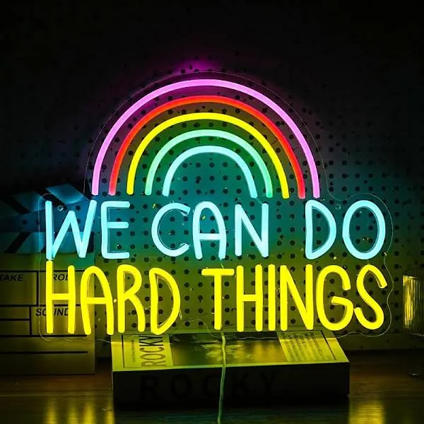 We Can Do Hard Things Neon Sign USB Powered Rainbow Neon Light for Multicolored