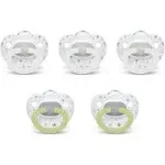 NUK Orthodontic Pacifiers, 5-Pack, Stars & Triangles White