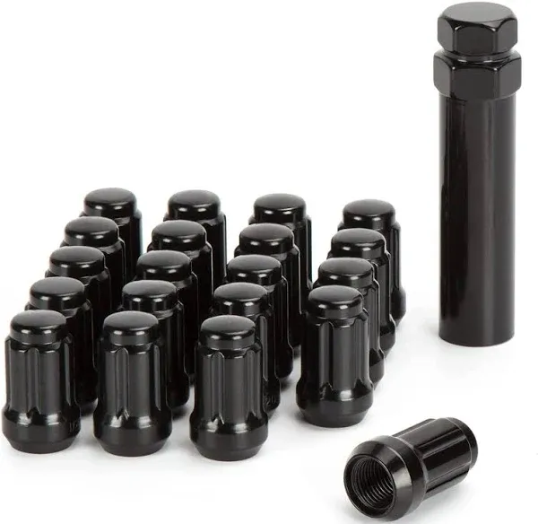 20pcs M12x1.5 Spline Lug Nuts - Compatible with 1998-2022 Honda Accord/CRV, 1983-2020 Toyota Camry, 1996-2013 RAV4, One-Piece Design Factory Wheel Lug Nut Set with Socket Key (Black)