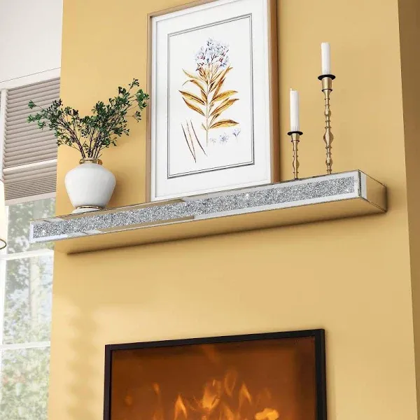 Aldobrando Diamond Fireplace Shelf Mantel Everly Quinn