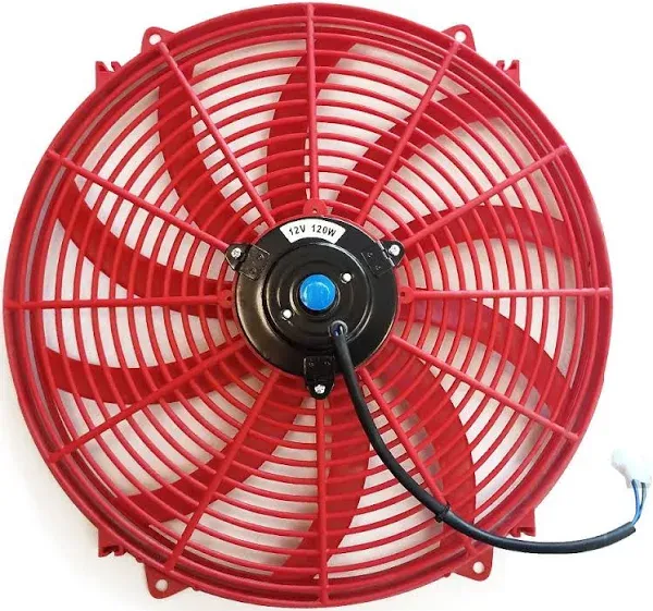 Upgr8 Universal High Performance 12V Slim Electric Cooling Radiator Fan with Fan Mounting Kit (12 Inch, Red)