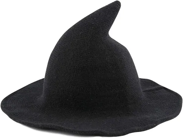 Edoneery Halloween Witch Hat for Women Wide Brim Foldable Pointed Cap for Halloween Party Costume Accessory