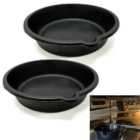 2 Drain Pans Auto Oil Change Drip Tray 6qt Car Garage Floor Workshop Automotive