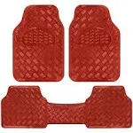 Sleek Metallic Car Floor Mats - Red Sheen All Weather Protection - 3pc Set