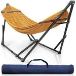 Tranquillo Universal 106.5 inch Double Hammock with Adjustable Stand, Yellow