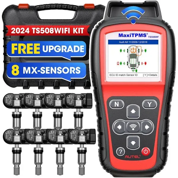 2024 Autel MaxiTPMS TS508WF Kit: 300$ 8pcs 315 433MHz Sensors, WiFi Ver. of TS508 TS501 TS601, TPMS Programming, Relearn, Activation Tool, Copy by OBD