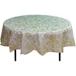 Exquisite Gold Lace Round Tablecloth Disposable 12-Pack Tablecloths | 84" Plastic Table Cloth Disposable Clear Table Cover | Gold Round Tablecloth | Round Plastic Tablecloth Lace Tablecloth