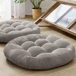  Floor Pillow Set of 2 Large 22inch Floor Pillows Seating for Round Gray-2x