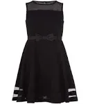 Calvin Klein Girls Size 16 Black Illusion Mesh Front Bow Dress