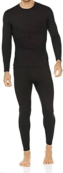 Thermajohn Mens Ultra Soft Thermal Underwear Long Johns Set, Black, Size Small