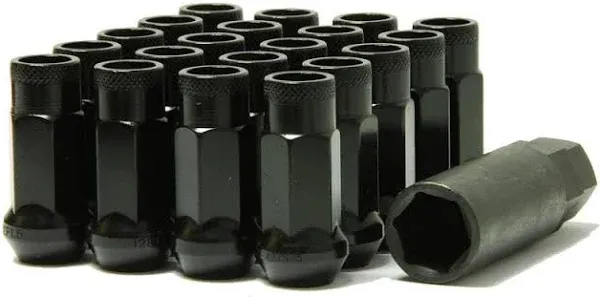 Muteki SR48 Series Black 12mm x 1.5 inch Thread Size Open End Lug Nut with Key (Set 20), Size: 12x1.5